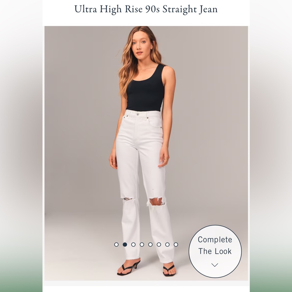 Abercrombie & Fitch ultra high rise 90s straight white jeans